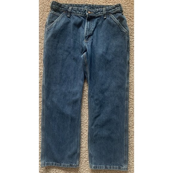 SOLD!!!Carhartt Women’s Size 12X28 Carpenter Blue Jeans Mid Rise WB013 VIO 30x28 - Picture 2 of 11